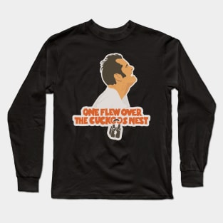 Jack Nicholson Tribute Tee - Iconic Asylum Scene Illustration Long Sleeve T-Shirt